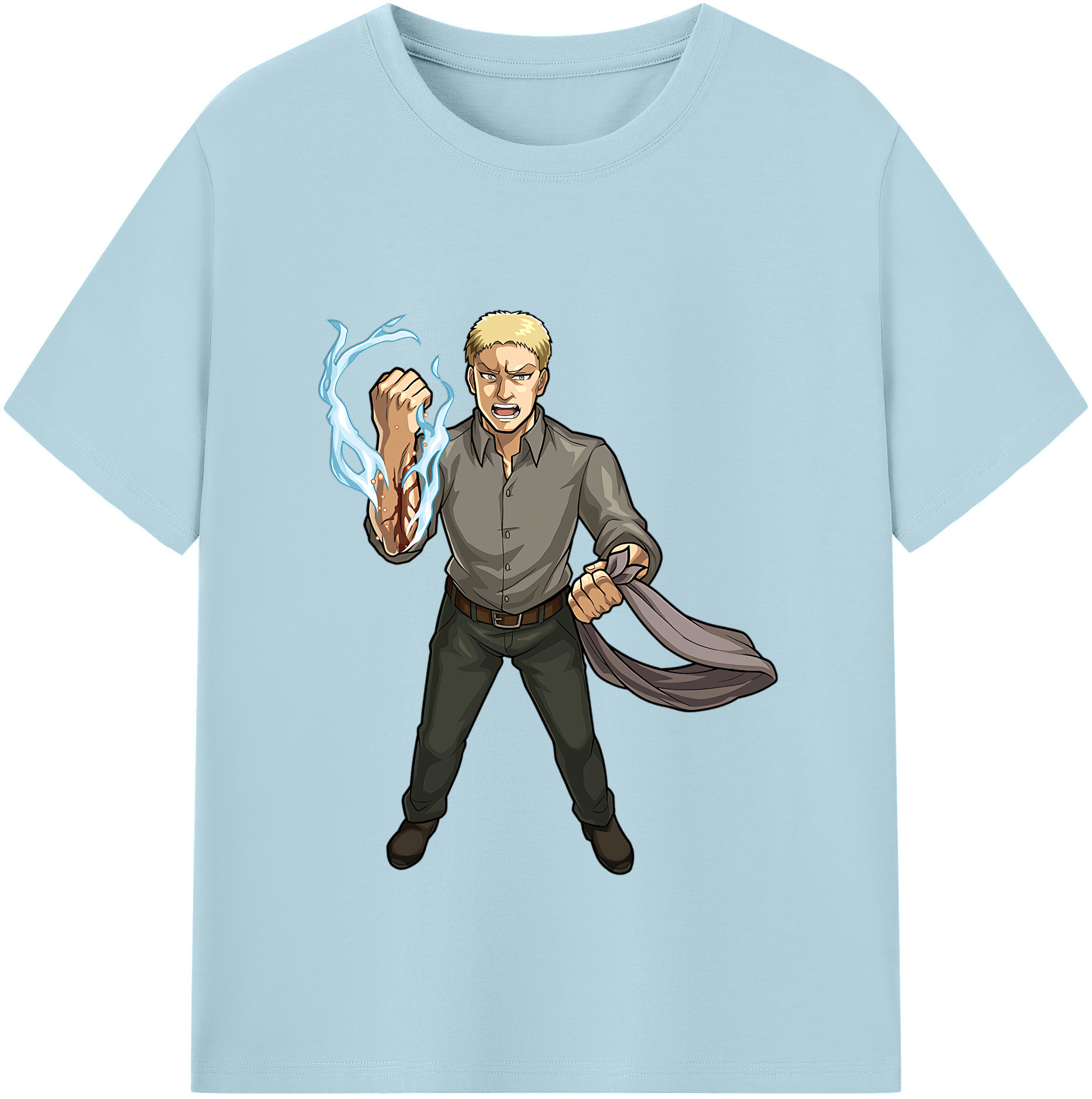 （画像用） 進撃の巨人 ライナー・ブラウン Attack on Titan Reiner Braun 綿100％半袖Tシャツ（フロントプリント）